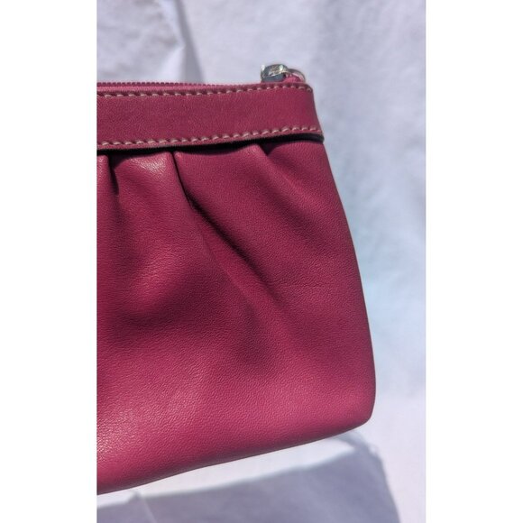 FINAL PRICE DROP Vintage Y2K Coach Leather Pleated Wristlet Wallet Dark Pink - Picture 9 of 12
